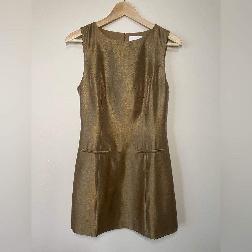 NEW Reformation Citron Mini Sleeveless Dress Brown Bronze | US 2 UK 6 - Picture 6 of 14